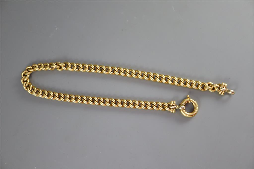 A modern 18ct. gold hollow curb link necklace,